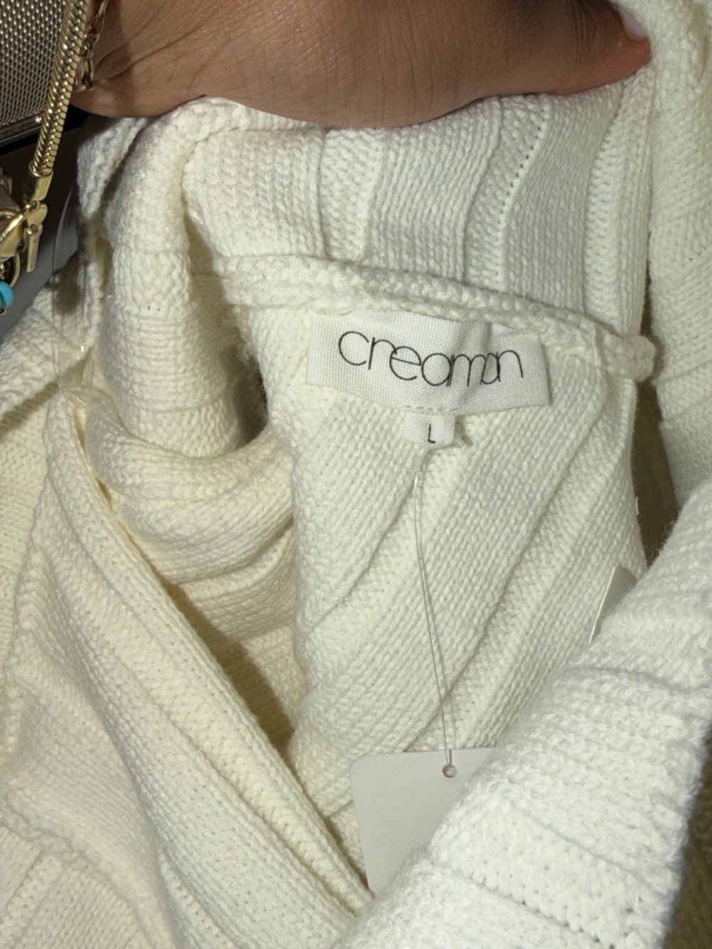 One-Shoulder Ribbed Crop Top in Cream - Picture 2 of 4